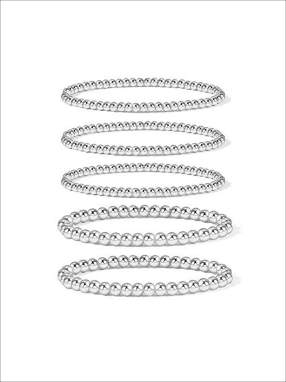 14K Gold Plated Bead Bracelet Set Stretch Elastic Stackable